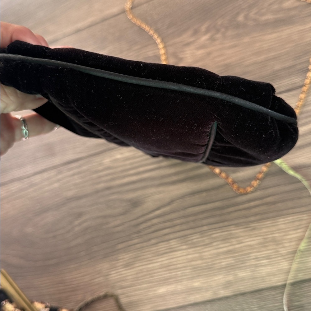 Chic Black Velvet Wristlet with Gold Accents gorgeous gold heart accent - Picture 10 of 12